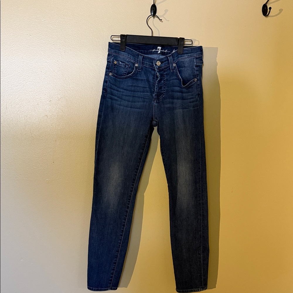 7 For All Mankind Women's Dark Blue Skinny Jeans